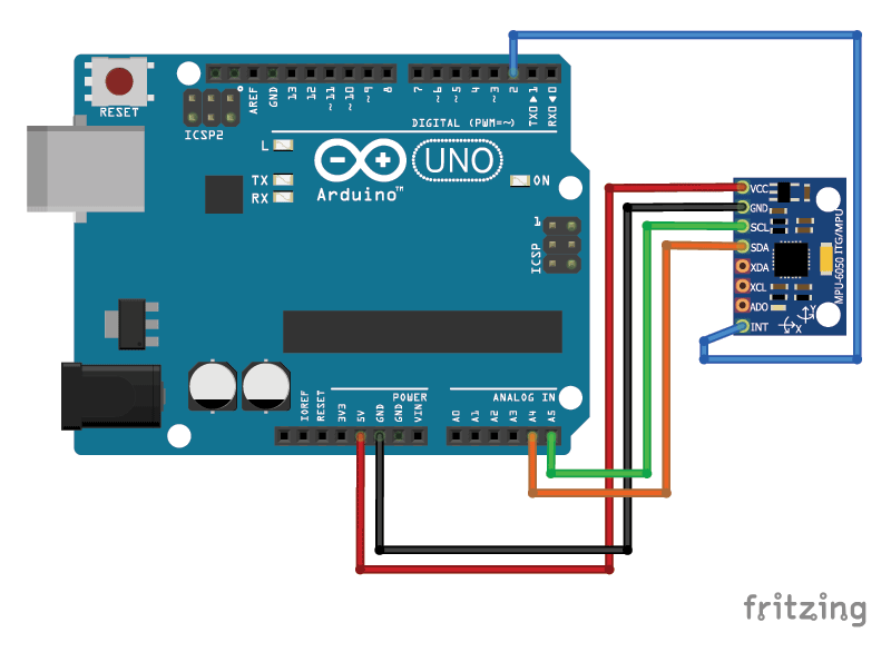 Arduino MPU6050 Circuit Diagram Connections